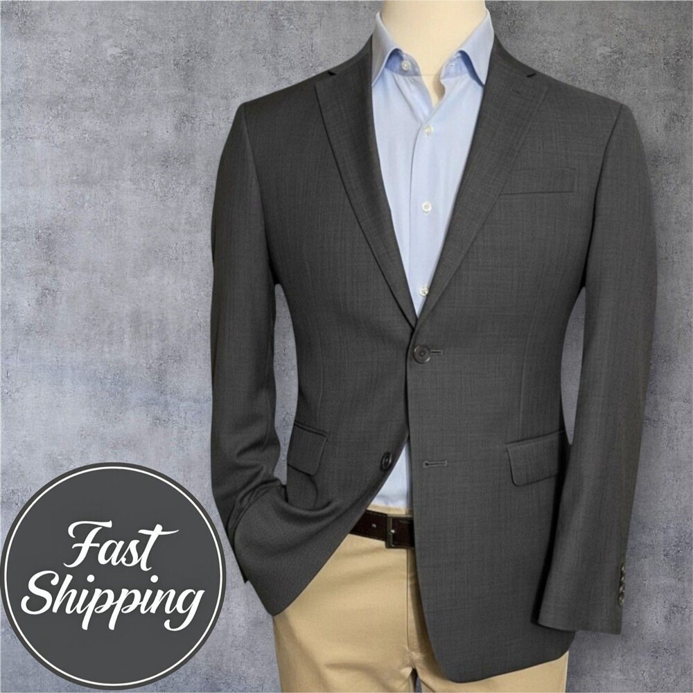 TOMMY HILFIGER Men’s 38R Gray Blazer Sport Coat Worsted Wool 2-Button Jacket